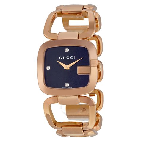 gucci black dial rose gold watch|gucci rose gold watch ladies.